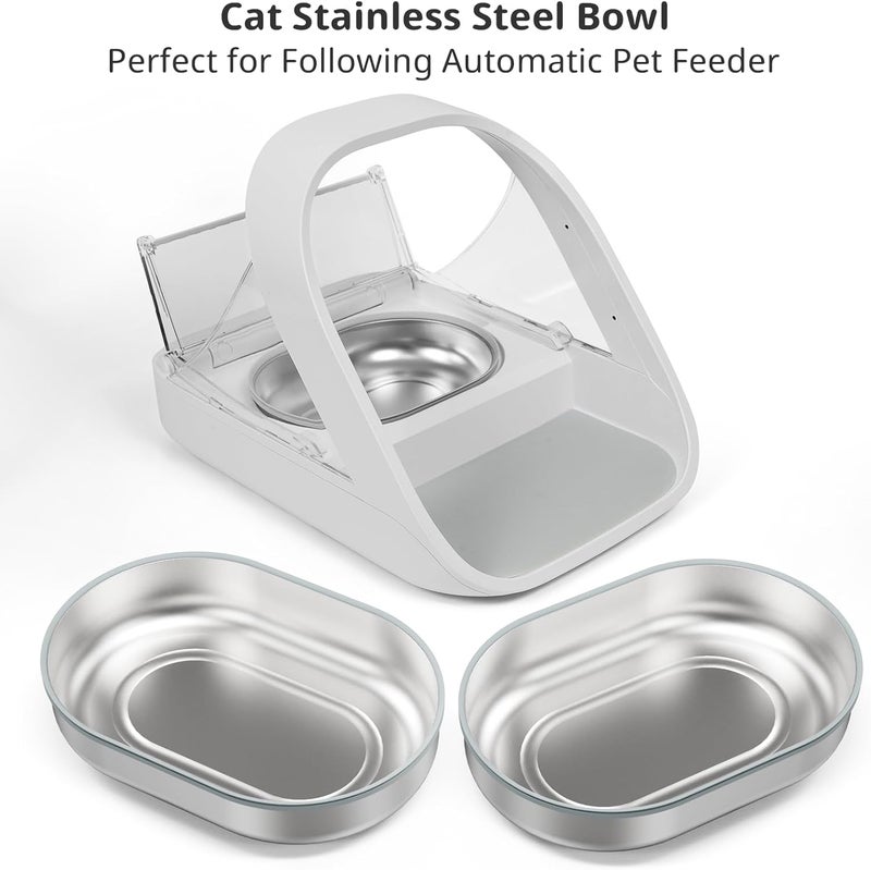 Baofum Stainless Steel Bowl for Automatic Microchip Cat Pet Feeder, Sealing Ring Design for Keeping Food Fresh and Reducing Odor, SUS 304, Easy to Clean, 2 Bowl & 1 Mat Set - Image 3